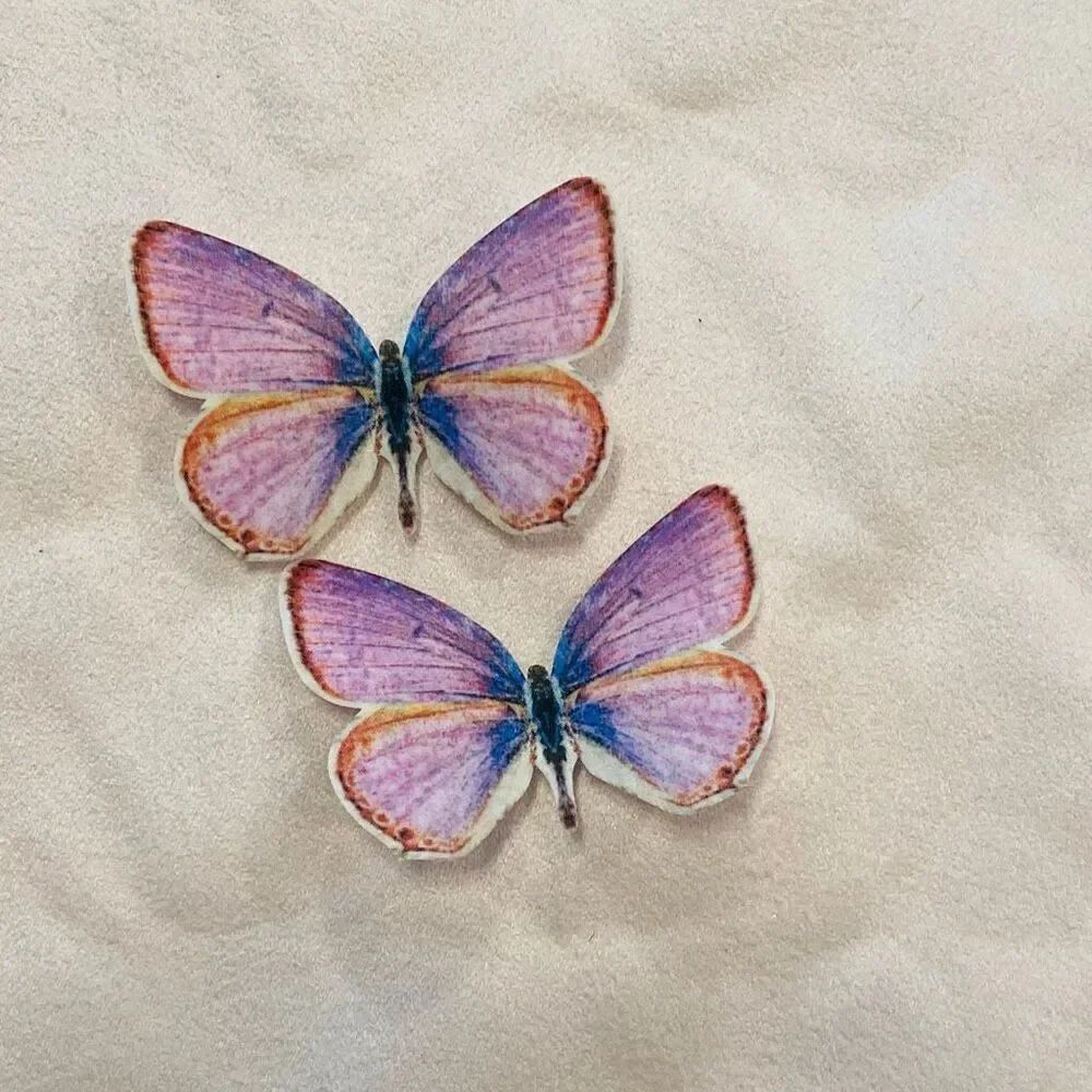 NWOT Etsy Handmade Silk Butterfly Hairclips Set of 2 Multicolor Size 2"